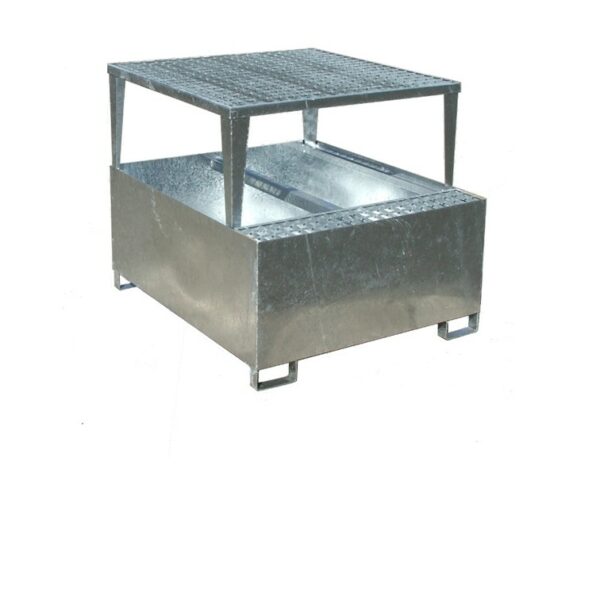 Bac de rétention cubique avec soutirage 1 cubitainer/4 fûts galvanisé