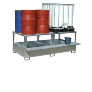 Bac de rétention cubique avec soutirage 2 cubitainers/8fûts galvanisé