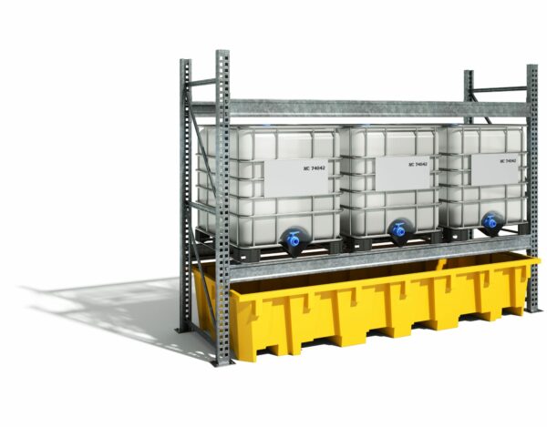 Bac de retention pour 3 IBC - Bac de rayonnage 1650 litres – Image 5