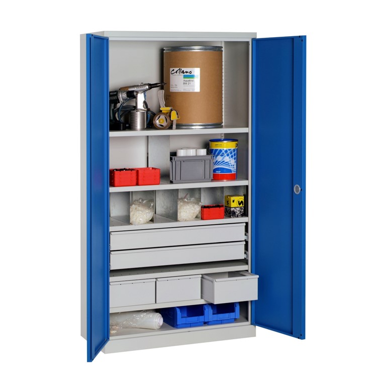 armoire d atelier haute 5 etageres 5 tiroirs