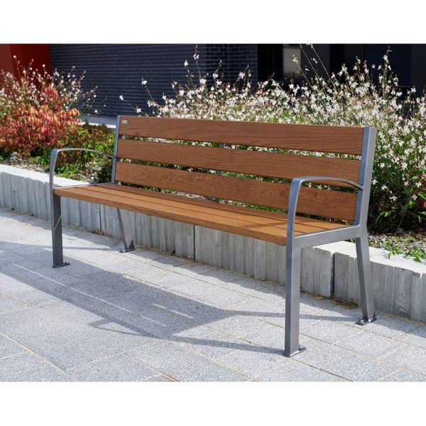 banc bois et acier Silaos 6 lames 12
