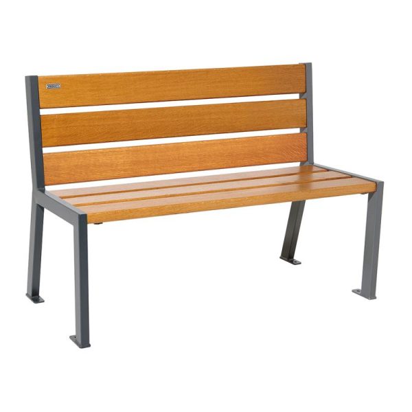 banc bois et acier Silaos 6 lames 2