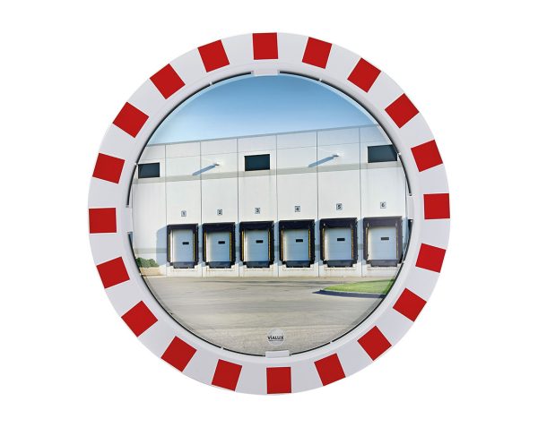 Miroir de sécurité extérieur rouge et blanc rond P.A.S