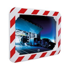 Miroir de sécurité extérieur rouge et blanc rectangulaire P.A.S