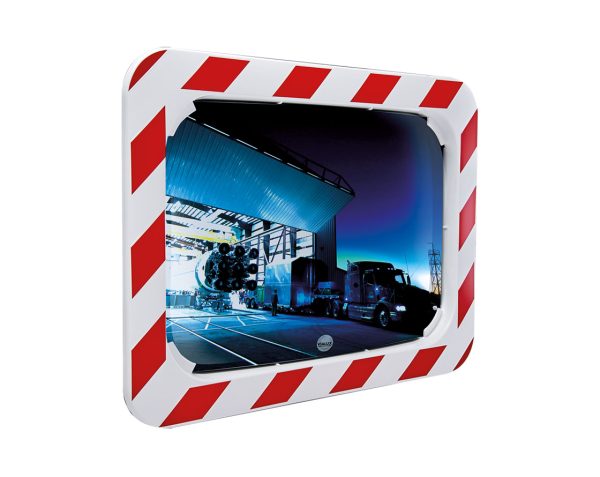 Miroir de sécurité extérieur rouge et blanc rectangulaire P.A.S