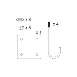 Kit de pose pour barrière tournante, trombone et décorative 1400, 1800, 2300 mm