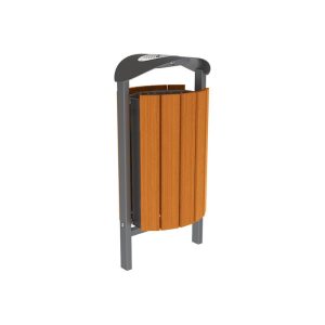 Poubelle extérieur Silaos acier et bois 50 litres