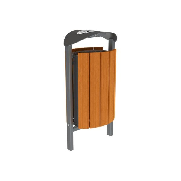 Poubelle extérieur Silaos acier et bois 50 litres