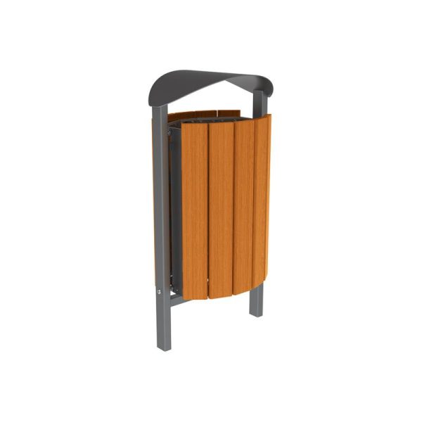 Poubelle extérieur Silaos acier et bois 50 litres – Image 2