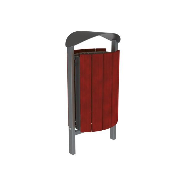 Poubelle extérieur Silaos acier et bois 50 litres – Image 4