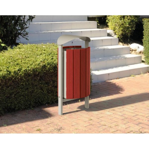Poubelle extérieur Silaos acier et bois 50 litres – Image 8